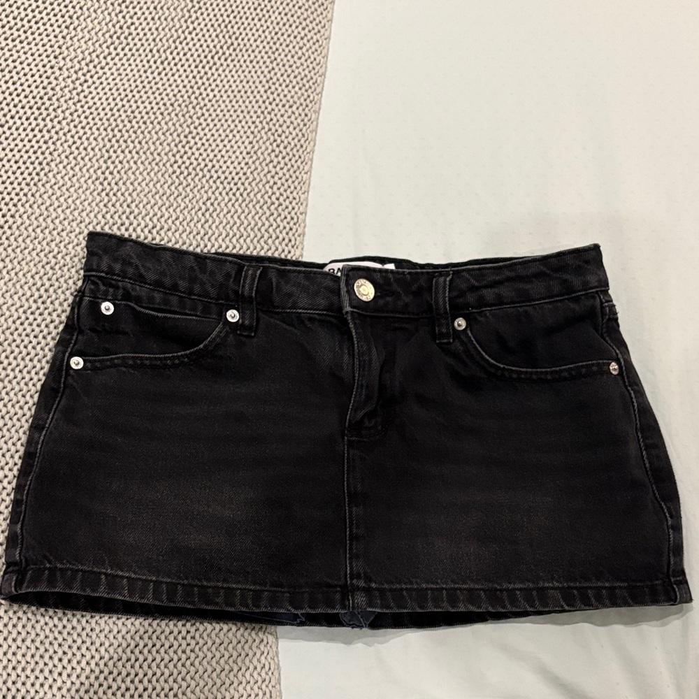 Garage Black Denim Mini Skirt